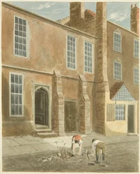 Restos do Castelo de Bristol em uma casa em Castle Green (lápis e aquarela em papel)