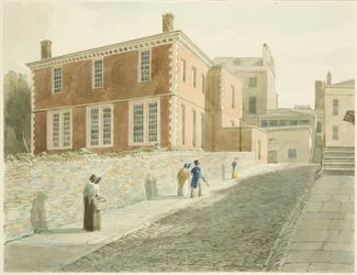 The Red Lodge from Lodge Street (lápis e aguarela em papel)