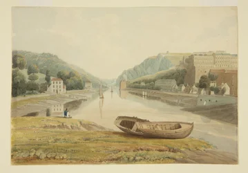 Veja abaixo a Avon com Hotwells e Clifton, c.1825 (aquarela sobre papel)