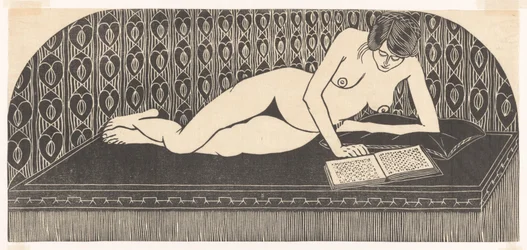 Leitura (deitada nua, lendo um livro)