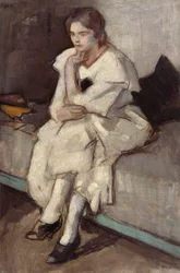 Rapariga de vestido branco (óleo sobre tela)