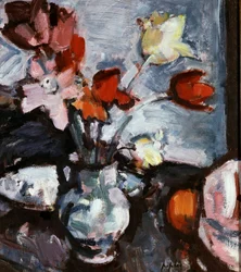 Natureza morta com tulipas. Pintura de Samuel John Peploe (1871-1935) Coleção particular.