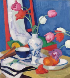 Cadeira vermelha e tulipas, c.1919
