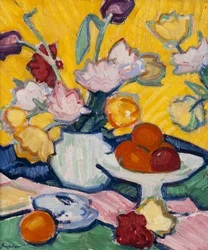 Tulipas em um vaso de cerâmica, 1910-14