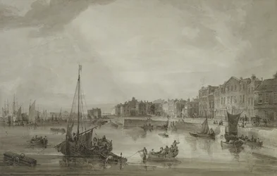 Margate Harbour, 1806 (lavagem marrom sobre grafite)