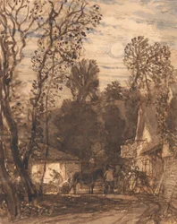 The Wayside Smithy (lápis e tinta para lavar no papel)