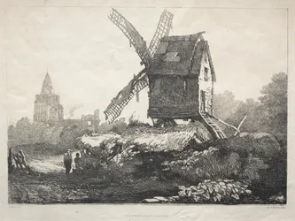 Uma série de edifícios antigos e casas rurais no norte da Inglaterra: em Crowland, Windmill, 182