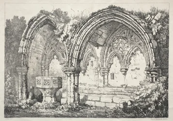 Uma série de edifícios antigos e casas rurais no norte da Inglaterra: parte da abadia de Kirkham, 182