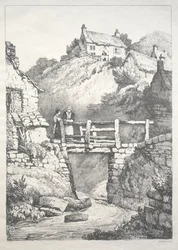 Uma série de edifícios antigos e casas rurais no norte da Inglaterra: Runswick, 1821.