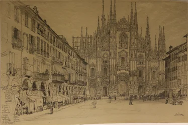 Catedral, Milão, data desconhecida (aguarela sobre papel)