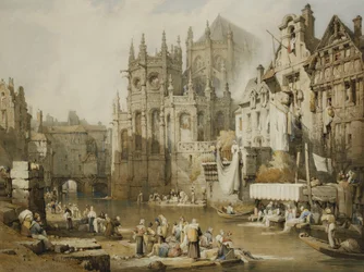 Figuras nas margens do rio em St. Etienne, Caen,