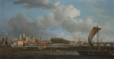 Westminster de Lambeth, com a barcaça cerimonial da Companhia dos Ferradores