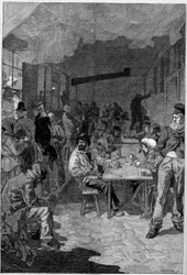 Vista do forno da Société philanthropique de la rue de Sevres, onde os pobres de Paris vêm para uma refeição