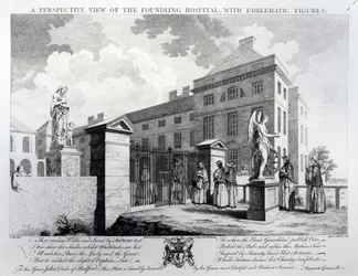 Uma vista em perspectiva do Foundling Hospital, gravado por Edward Rooker, 1749