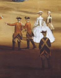Soldados e um casal em Horseguards Parade, c.1758 óleo sobre tela detalhe de 237617
