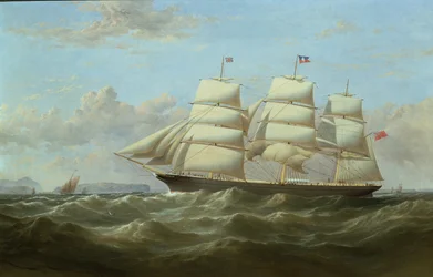 O navio mercante britânico Clifford no retorno de sua viagem inaugural à Índia