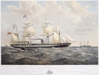 O navio a vapor de ferro "Great Britain", 3500 toneladas, 500 cavalos de potência