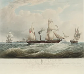 A Expedição Nigeriana, na confluência dos rios Níger e Benoue, os navios Albert, Sudan e Wilberforce ao largo de Holyhead (País de Gales), agosto-outubro de 1841