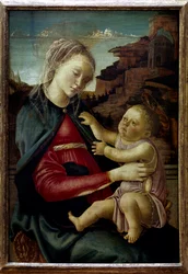 A Virgem e o Menino chamados a Madona do Guia da Faenza Pintura de Alessandro di Mariano dei Filipepi dit Sandro Botticelli (1445-1510) Sol do século XV. 0,73x0,49 m Paris, Musee du Louvre