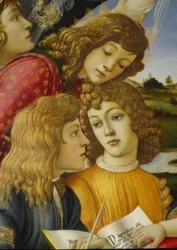 Maria com criança e cinco anjos