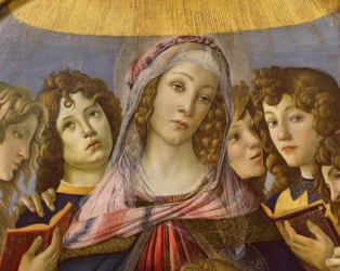 Maria com a criança e seis anjos
