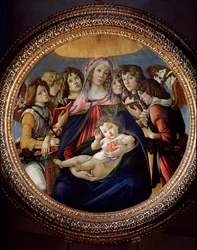 A Virgem com o Menino e os Seis Anjos disseram Madonna della Melagrana ou Melograno