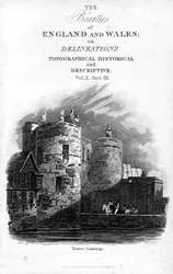 Gateway da torre, torre de Londres, 1815.