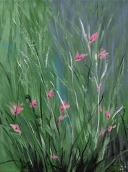 Flores cor-de-rosa, 2018 (acrílico sobre tela)