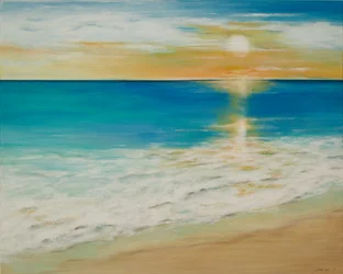 Paisagem marítima ao pôr do sol, 2019 (acrílico sobre tela)