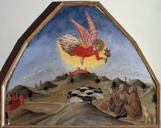 Anúncio aos pastores, por Sano di Pietro (1406-1481)
