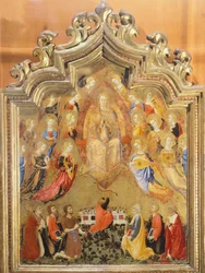 Assunção da Virgem por Sano Di Pietro (1406-1481), Detalhe da seção superior