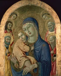 A Madona e o Menino com Santos e Anjos (tempera no painel)