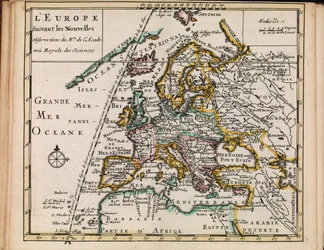 Mapa da coleção cartográfica da Biblioteca Nacional. O mapa foi publicado em 1690-1708 e mostra a Europa