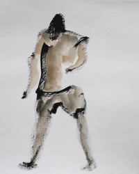 Figura abstrata a caminhar