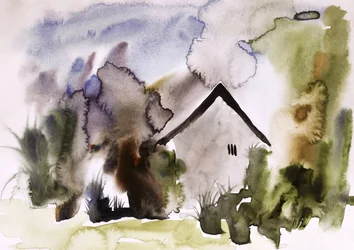 Casa de aquarela de sonho