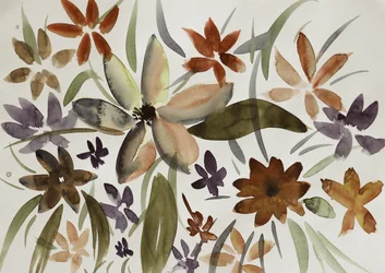 Aquarela floral com tons terrosos