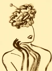 Elegante perfil de mulher de cabelo encaracolado