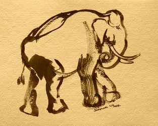 Elegante elefante a tinta