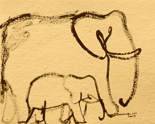 Mãe elefante e cria
