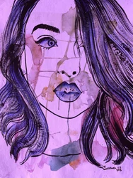 Retrato Roxo Expressivo