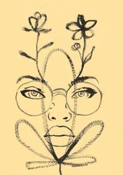 Desenho de um rosto floral