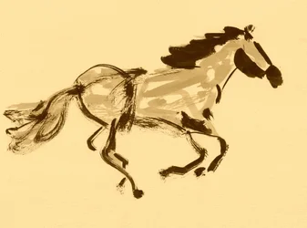 Cavalo sépia a galope