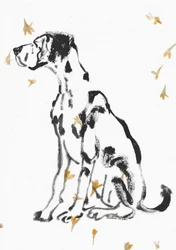 Dogue alemão gentil e flores