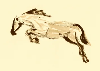 Cavalo sépia a saltar