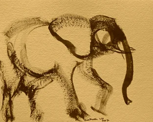 Gesto de elefante em sépia