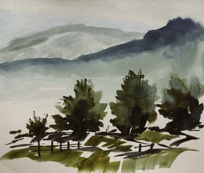 Paisagem serena das montanhas verdes