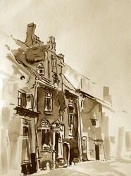 Edifício urbano sépia vintage