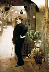 "Retrato do pintor Miguel Utrillo (1862-1934) durante a sua estadia em Paris" Pintura de Santiago Rusinol y (i) Prats (1861-1931) 1891