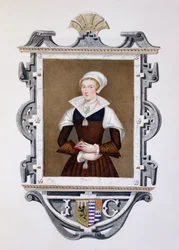 Retrato de Lady Jane Gray (1537-1554), &39;Nine-Days Queen&39;, de &39;Memórias do Tribunal da Rainha Elizabeth&39;, publicado em 1825 (wc e guache sobre papel)