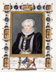 Retrato de Margaret Douglas (1515-78) Condessa de Lennox de &39;Memórias do Tribunal da Rainha Elizabeth&39;, publicado em 1825 (wc e guache sobre papel)